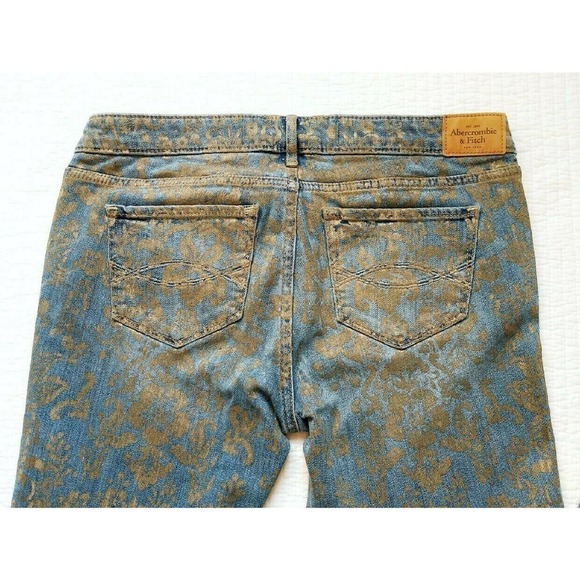 Abercrombie 28 6 Gold Embossed Jeans 29in. Inseam - Picture 5 of 8